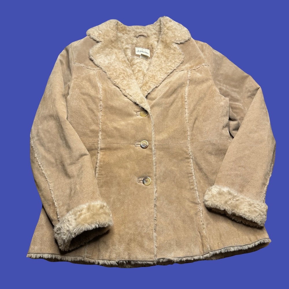 Vintage Washable Suede Blazer Womens Large Beige St Johns Bay 90s Jacket
